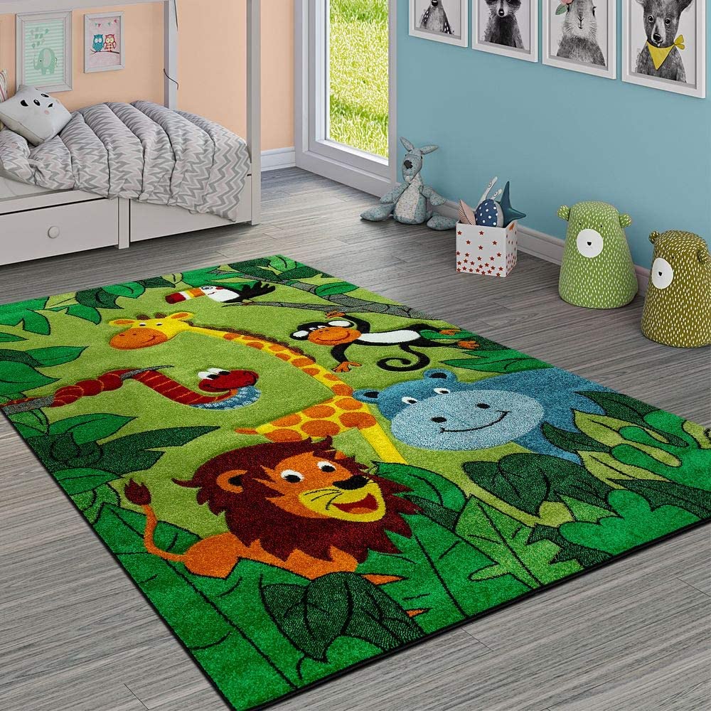 afombra infantil niños jungla leon jirafa hipopotamo mono alfombra infantil selva