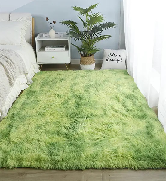 alfombra verde de dormitorio